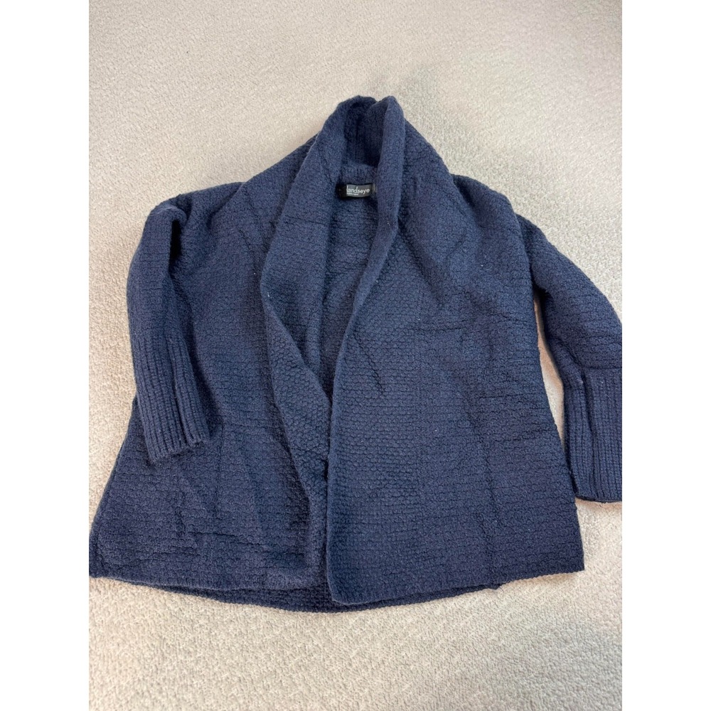 Irelands eye Womens Wool Shawl Collar Navy‎ Blue Knit Open Cardigan Sweater XS